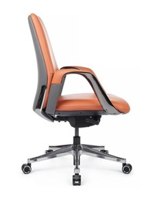 Кресло в офис Napoli-M (YZPN-YR021), Оранжевая кожа/Серая кожа в Салехарде - предосмотр 1