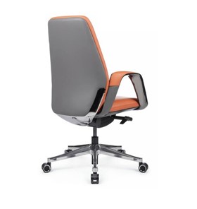 Кресло в офис Napoli-M (YZPN-YR021), Оранжевая кожа/Серая кожа в Салехарде - предосмотр 2