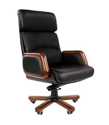 Кресло CHAIRMAN 417 кожа черная в Салехарде - изображение