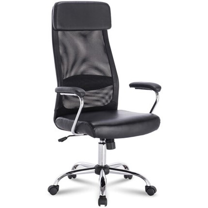 Офисное кресло Brabix Flight EX-540 (хром, экокожа, сетка, черное) 531850 в Салехарде - изображение