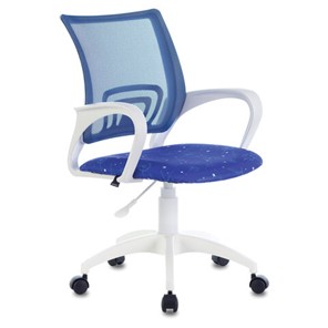 Кресло Brabix Fly MG-396W (с подлокотниками, пластик белый, сетка, темно-синее с рисунком "Space") 532405 в Лабытнанги