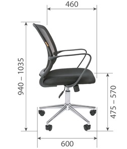 Офисное кресло CHAIRMAN 698 CHROME new Сетка TW-04 (серый) в Салехарде - предосмотр 5