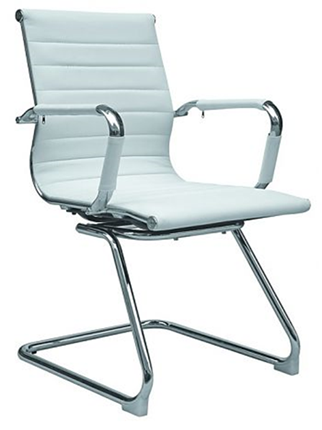 Кресло компьютерное B110 на полозьях, экокожа / хром, белый в Ноябрьске - изображение
