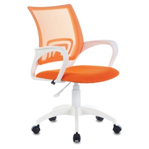Компьютерное кресло Brabix Fly MG-396W (с подлокотниками, пластик белый, сетка, оранжевое) 532401 в Салехарде