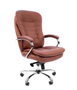 Кресло компьютерное CHAIRMAN 795 кожа, цвет коричневый в Новом Уренгое