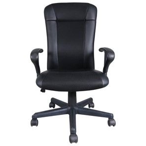 Офисное кресло Brabix Optima MG-370 (с подлокотниками, экокожа/ткань, черное) 531580 в Новом Уренгое