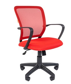 Кресло компьютерное CHAIRMAN 698 black TW-69, ткань, цвет красный в Лабытнанги