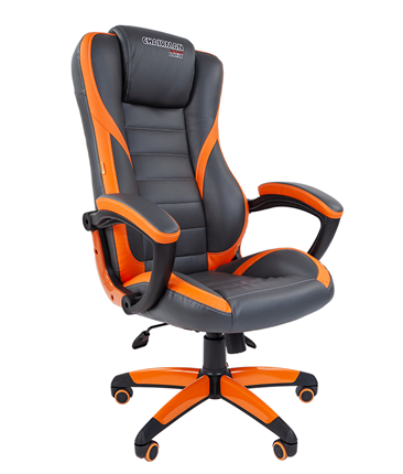 Кресло CHAIRMAN GAME 22 эко кожа, серый/оранжевый в Салехарде - изображение
