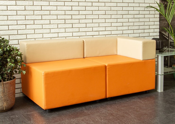 Мягкий офисный диван Октава, 2-х местный, экокожа премиум / черная CN1114/экокожа премиум / светло-бежевая CN1112 в Салехарде - изображение 6