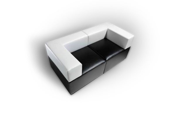 Мягкий офисный диван Октава, 2-х местный, экокожа премиум / черная CN1114/экокожа премиум / светло-бежевая CN1112 в Салехарде - изображение