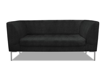 Мягкий офисный диван Сиеста 2-местный, ткань Сахара / черная С49 в Лабытнанги
