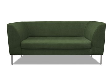 Мягкий офисный диван Сиеста 2-местный, ткань Сахара / зеленая С39 в Лабытнанги