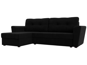 Угловой диван для гостиной Амстердам Лайт, Черный (микровельвет) в Салехарде - предосмотр