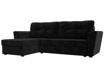 Угловой диван с оттоманкой Амстердам Лайт, Черный (велюр) в Салехарде