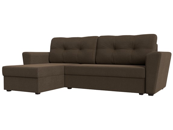 Угловой диван с оттоманкой Амстердам Лайт, Коричневый (рогожка) в Лабытнанги - изображение