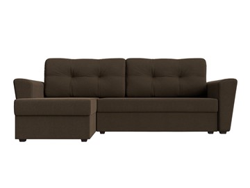 Угловой диван с оттоманкой Амстердам Лайт, Коричневый (рогожка) в Лабытнанги - предосмотр 1