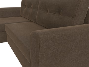 Угловой диван с оттоманкой Амстердам Лайт, Коричневый (рогожка) в Лабытнанги - предосмотр 3