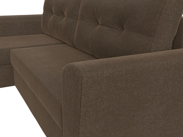 Угловой диван с оттоманкой Амстердам Лайт, Коричневый (рогожка) в Салехарде - изображение 3