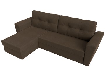Угловой диван с оттоманкой Амстердам Лайт, Коричневый (рогожка) в Салехарде - предосмотр 4