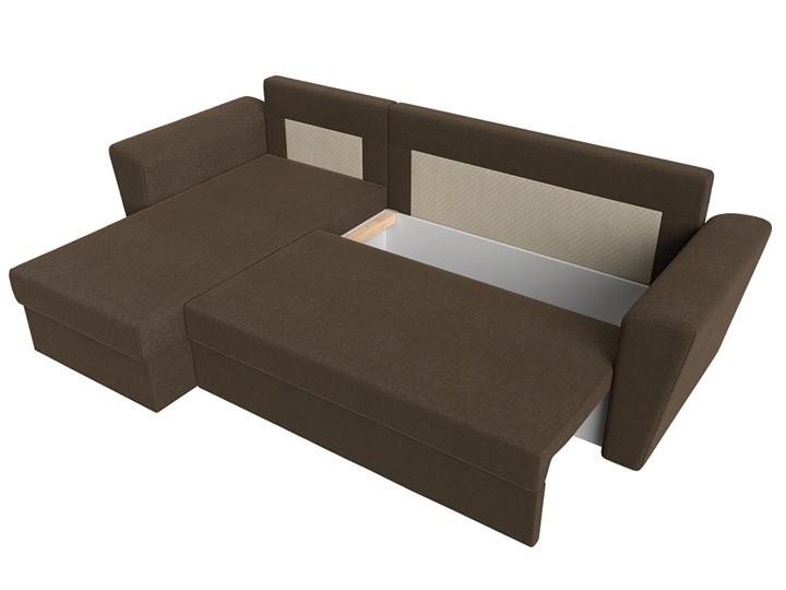 Угловой диван с оттоманкой Амстердам Лайт, Коричневый (рогожка) в Салехарде - изображение 5