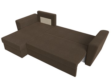 Угловой диван с оттоманкой Амстердам Лайт, Коричневый (рогожка) в Лабытнанги - предосмотр 6