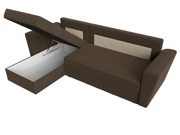 Угловой диван с оттоманкой Амстердам Лайт, Коричневый (рогожка) в Лабытнанги - предосмотр 7