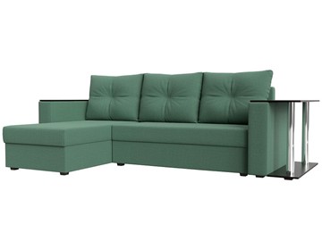 Угловой диван с оттоманкой Атланта Лайт, Амур зеленый (микровельвет) в Губкинском