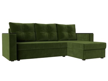 Угловой раскладной диван Атланта Лайт Б/С, Зеленый (Микровельвет) в Салехарде