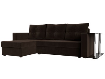 Угловой диван с оттоманкой Атланта Лайт, Коричневый (микровельвет) в Салехарде