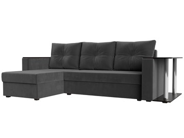Угловой диван с оттоманкой Атланта Лайт, Серый (велюр) в Надыме