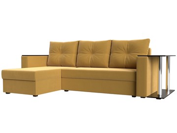 Угловой диван с оттоманкой Атланта Лайт, Желтый (микровельвет) в Надыме