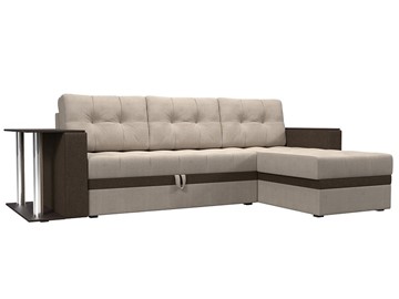Угловой диван для гостиной Атланта М, Бежевый/Коричневый (рогожка) в Салехарде