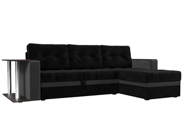 Угловой диван для гостиной Атланта М, Черный/Серый (велюр) в Салехарде
