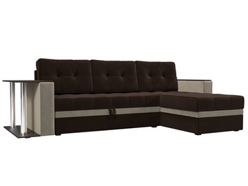 Угловой диван для гостиной Атланта М, Коричневый/Бежевый (микровельвет) в Салехарде