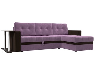 Угловой диван для гостиной Атланта М, Сиреневый/Коричневый (микровельвет) в Лабытнанги