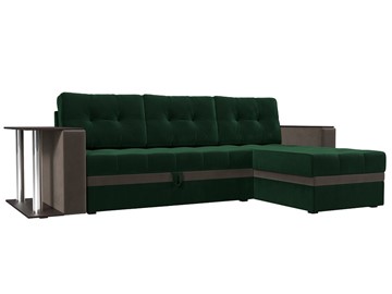 Угловой диван для гостиной Атланта М, Зеленый/Коричневый (велюр) в Салехарде