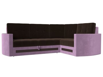 Угловой раскладной диван Белла, Коричневый/Сиреневый (Микровельвет) в Салехарде