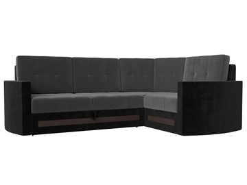 Угловой раскладной диван Белла, Серый/Черный (Велюр) в Тарко-Сале