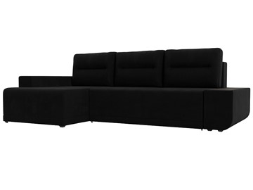 Угловой раскладной диван Чикаго, Черный (микровельвет) в Лабытнанги