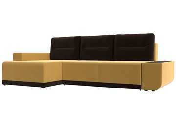 Угловой диван Чикаго, Желтый/Коричневый (микровельвет) в Салехарде