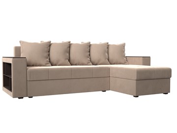 Угловой диван с оттоманкой Дубай Лайт, Бежевый (велюр) в Лабытнанги