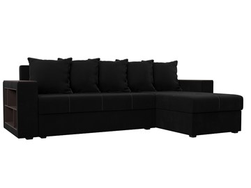 Угловой диван с оттоманкой Дубай Лайт, Черный (микровельвет) в Салехарде