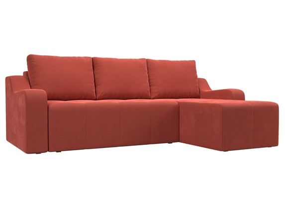 Угловой раскладной диван Элида, Коралловый (микровельвет) в Салехарде - изображение
