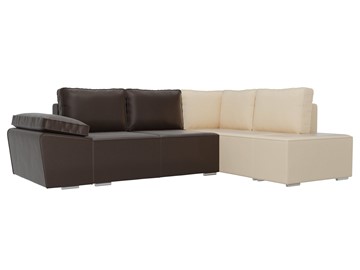 Угловой диван для гостиной Хавьер, Коричневый/Бежевый (экокожа) в Салехарде - предосмотр