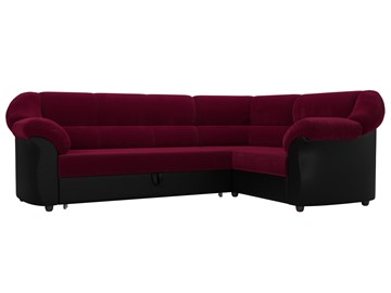Большой угловой диван Карнелла, Бордовый/Черный (микровельвет/экокожа) в Салехарде - предосмотр