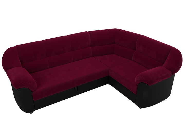 Большой угловой диван Карнелла, Бордовый/Черный (микровельвет/экокожа) в Салехарде - изображение 5