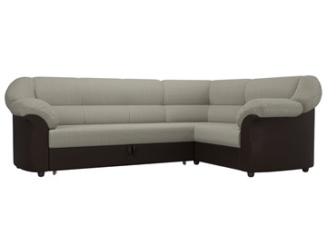 Угловой диван для гостиной Карнелла, Корфу 02/Коричневый (рогожка/экокожа) в Лабытнанги