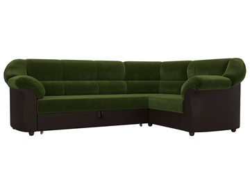 Большой угловой диван Карнелла, Зеленый/Коричневый (микровельвет/экокожа) в Салехарде - предосмотр
