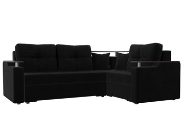 Угловой раскладной диван Комфорт, Черный (микровельвет) в Салехарде - предосмотр