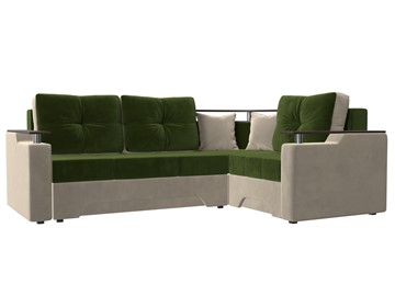 Угловой раскладной диван Комфорт, Зеленый/Бежевый (микровельвет) в Салехарде - предосмотр